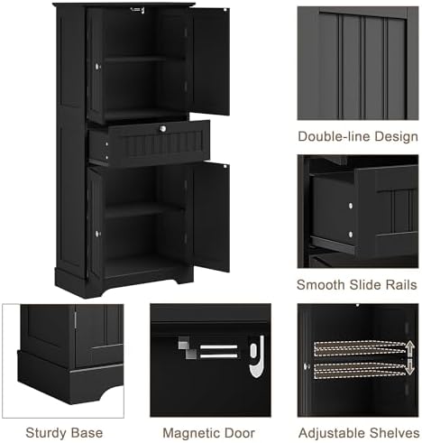 ChooChoo 51" H Bathroom Floor Cabinet with Drawers and Adjustable Shelve...