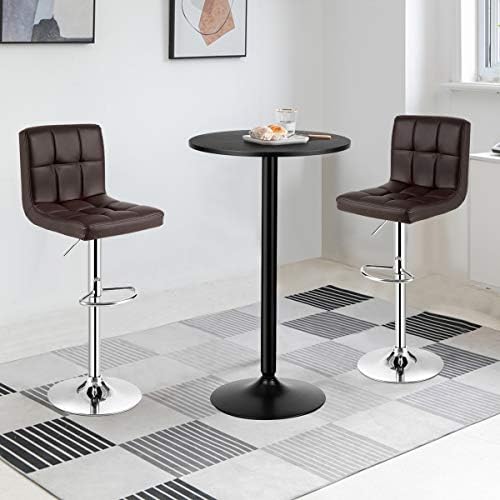 COSTWAY 3-Piece Bar Table Set, Counter Height Table Set with 2 Bar Stools