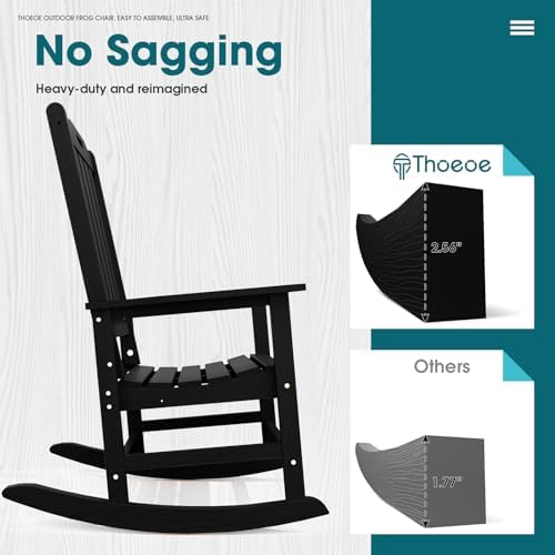 THOEOE Outdoor Rocking Chairs Set of 2, Oversized Patio Rocking Chair | HDPE ...