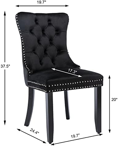 Black Velvet Dining Chairs Set of 4, Modern Upholstered Kitchen Chairs