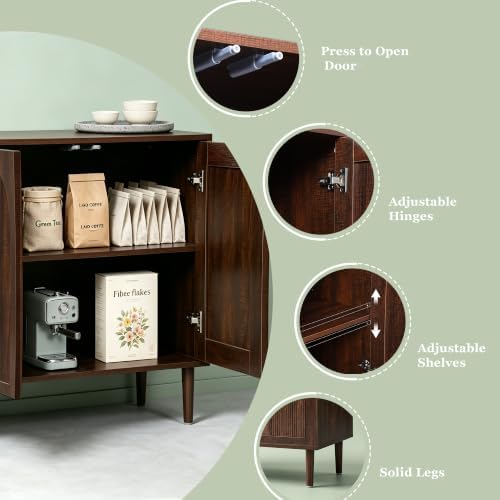Bifins 31.5” Dark Walnut Sideboard Buffet Cabinet with Storage Set of 3