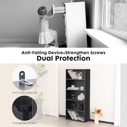 Sweetcrispy Tall Bookshelf, Book Shelf, Storage Organizer Bookcase