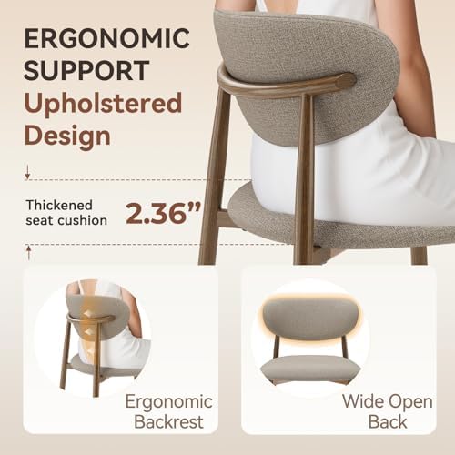 MALOL Upholstered Curved Back Dining Chairs Set of 2, Camel