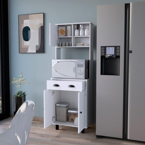 66" Tall Kitchen Pantry Cabinet with Storage,Wooden Cupboard Credenza Bu...