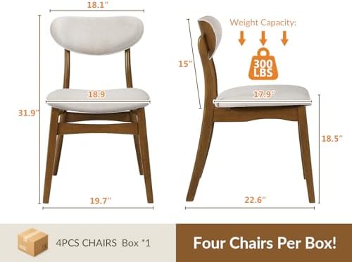 Wooden Dining Chairs Set of 4, Farmhouse Kitchen Chairs