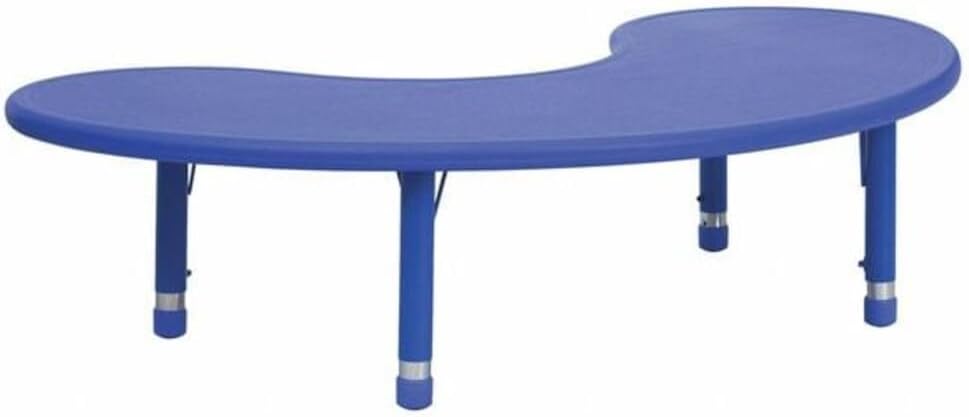 Flash Furniture 35''W x 65''L Half-Moon Blue Plastic Height A...