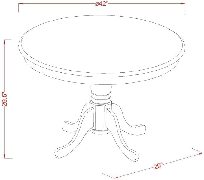 East West Furniture HBGR3-MAH-W 3 Piece Dining Room Table Set Contains a Round Kitchen Table with Pedestal and 2 Dining Chairs, 42x42 Inch, Mahogany