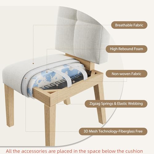 Wooden Dining Chairs Set of 6, Modern Farmhouse Dining Room Chairs with Cloud...
