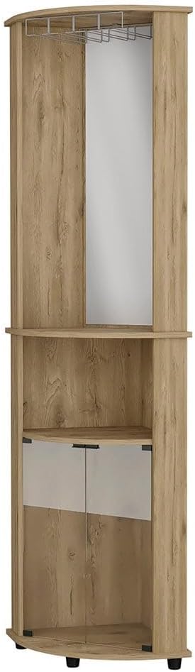 Storage Cabinet 2-Shelf Corner Wine Cabinet with Glass Rack, Tall Pantry Side...