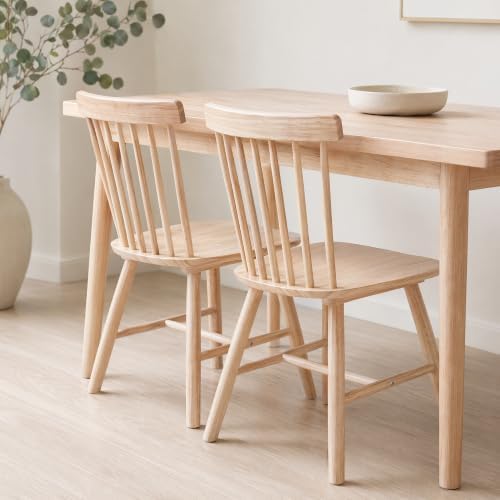 Windsor Dining Chairs Set of 4, Spindle Back Wooden Chairs