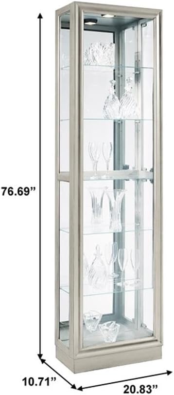 Pulaski Furniture Hardwood Side Entry Curio Cabinet in Platinum Silver Finish