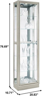 Pulaski Furniture Hardwood Side Entry Curio Cabinet in Platinum Silver Finish