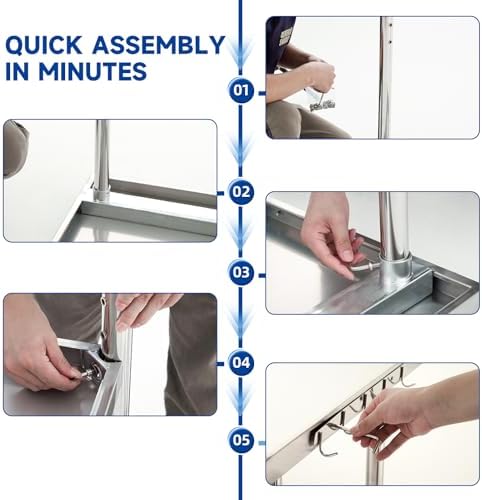 Stainless Steel Table, Stainless Table for Prep & Work 30x18x33 Inch, Com...
