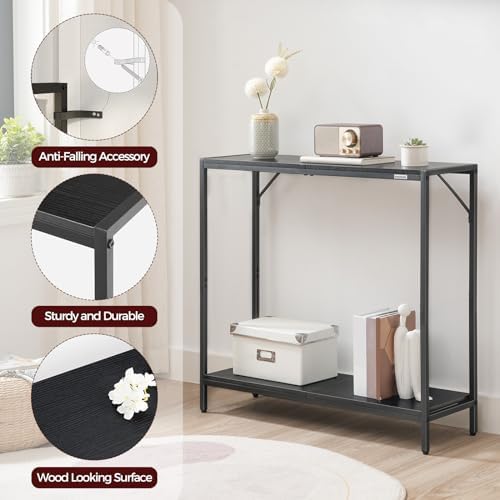 MAHANCRIS 30" Narrow Console Table, 2-Tier Small Entryway Table with She...