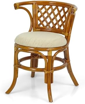 Borneo Compact Dining Set Colonial Color, Table with Glass Top + 2 Chairs wit...