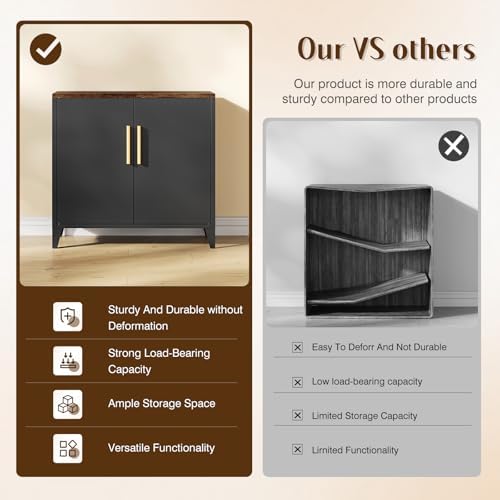 Letaya Metal Storage Cabinet with Doors, Small Kitchen Office Credenza