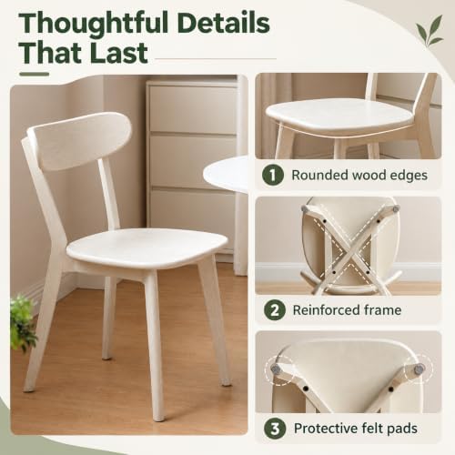 Dining Chairs, Kitchen Chairs, 100% Oak Solid Wood Modern Chair with Curved B...