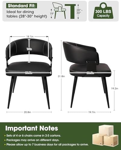 Dining Chairs Set of 6, Modern Faux Leather Kitchen Chairs