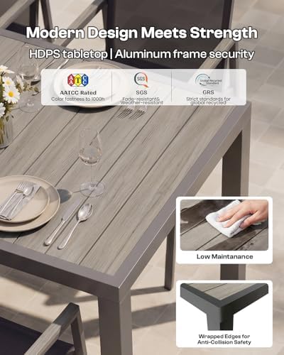 Outdoor Dining Set, 7 Piece Aluminum Patio Table and Chairs Set, All Weather ...