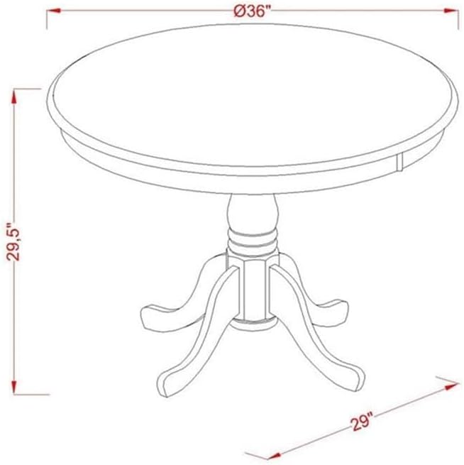 East West Furniture AST-LWH-TP Antique Modern Kitchen Table - a Round Dining ...
