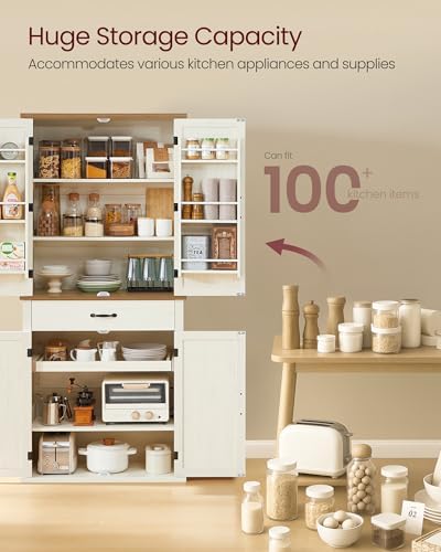 VASAGLE Pantry Cabinet, Freestanding Tall Cupboard with a Drawer | 15.8 x 31....