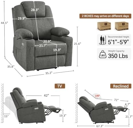 MCombo Power Lift Recliner Chair for Elderly 7040(Grey, Medium) | Heat and Ma...
