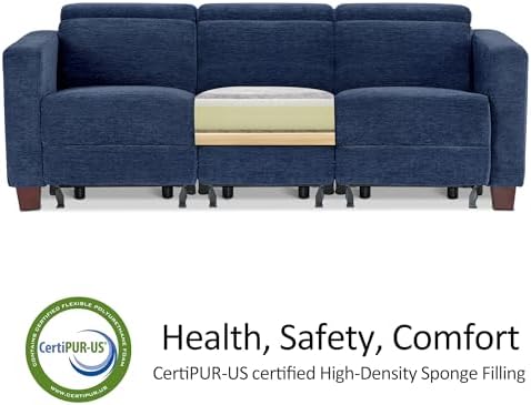 MCombo 85.4'' Zero Wall Hugger Power Recliner Sofa, HL198M3 (Navy Blu...