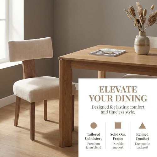 Shunzhi Mid Century Modern Dining Chairs Set of 6, Upholstered Wooden Dining ...
