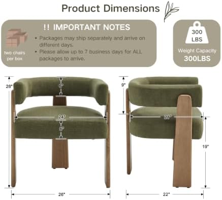 Shunzhi Green Barrel Dining Chairs Set of 2, Upholstered Dining Room Chairs