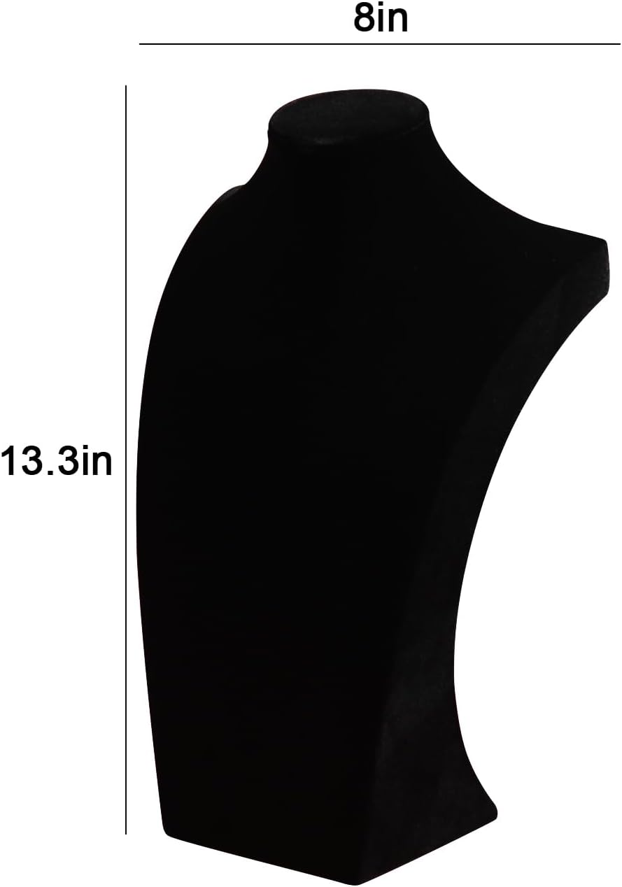 Coward Big Necklace Bust Stand for Selling Show, Black Velvet Necklace Jewelry Display Holder for Home Use or Store Shop Show (13" Hight)