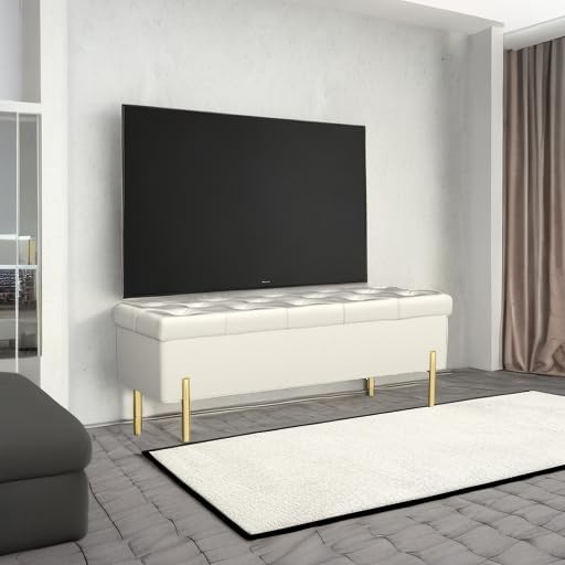 Velvet Storage Bench Ottoman,Versatile Seating with Hidden Storage,End of Bed...