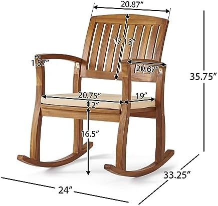 Christopher Knight Home Selma Acacia Rocking Chairs with Cushions, 2-Pcs Set,...