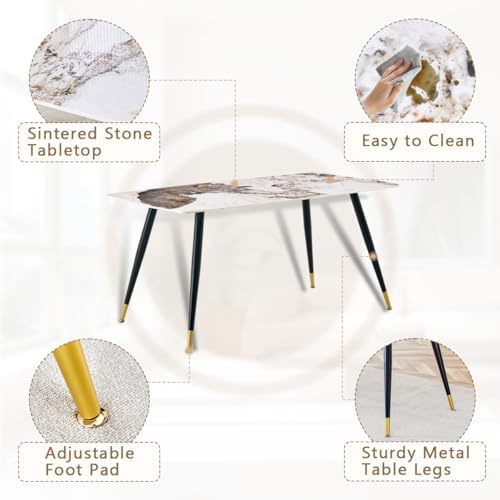 Dining Room Table Set for 4,Dining Table Set for 4, Sintered Stone Kitchen Ta...