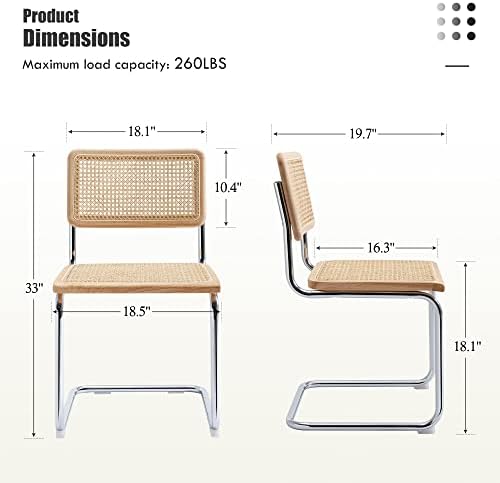 Rattan Dining Chairs Mid Century, Cesca Chairs Set of 2 for Kitchen Room