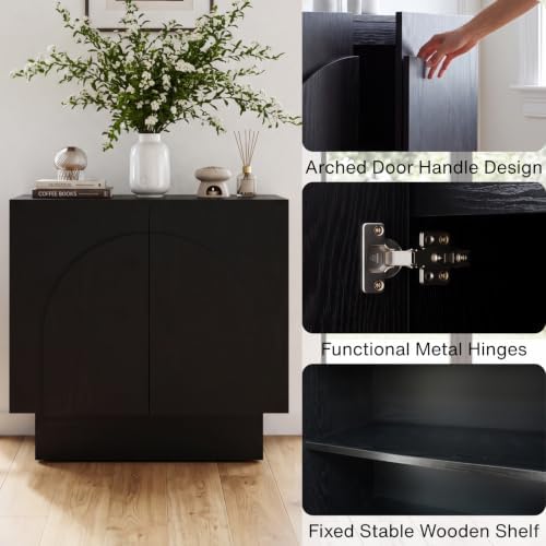 Ya-Home Black Sideboard Buffet Cabinet with Storage Set of 2, 63” Modern Side...