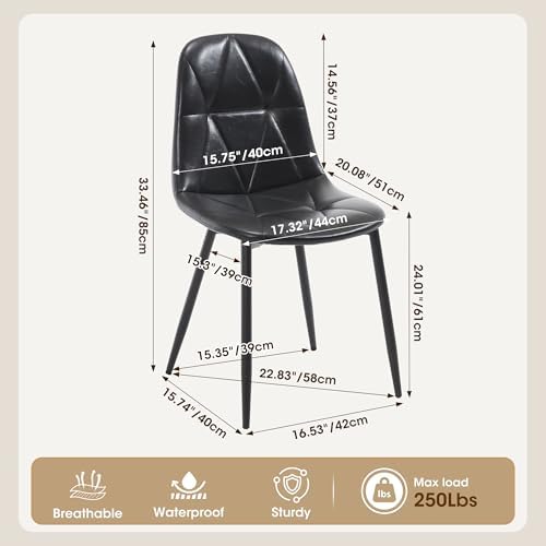 Set of 4 Black Dining Chairs – Modern Armless Kitchen & Dining Chairs, Fa...