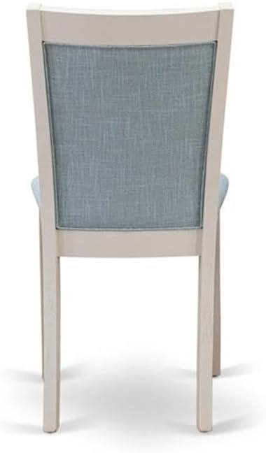 East West Furniture X077MZ015-5 5 Piece Dining Room Table Set Includes a Rectangle Kitchen Table with X-Legs and 4 Baby Blue Linen Fabric Parsons Dining Chairs, 40x72 Inch, Multi-Color
