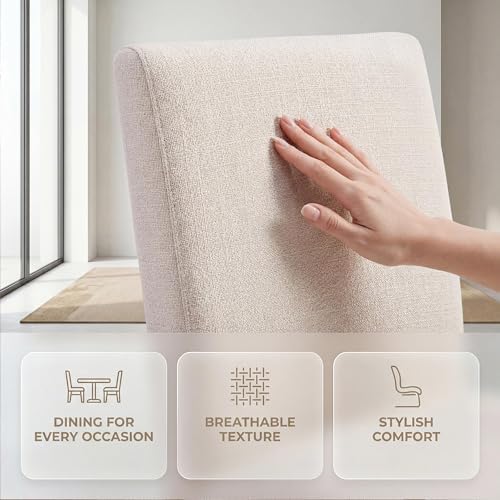 HNY Modern Dining Chairs Set of 6, Upholstered Linen Dining Room Chairs with ...