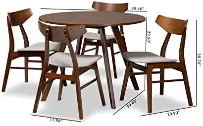 Baxton Studio Timothy Mid-Century Modern Transitional Light Grey Fabric Uphol...