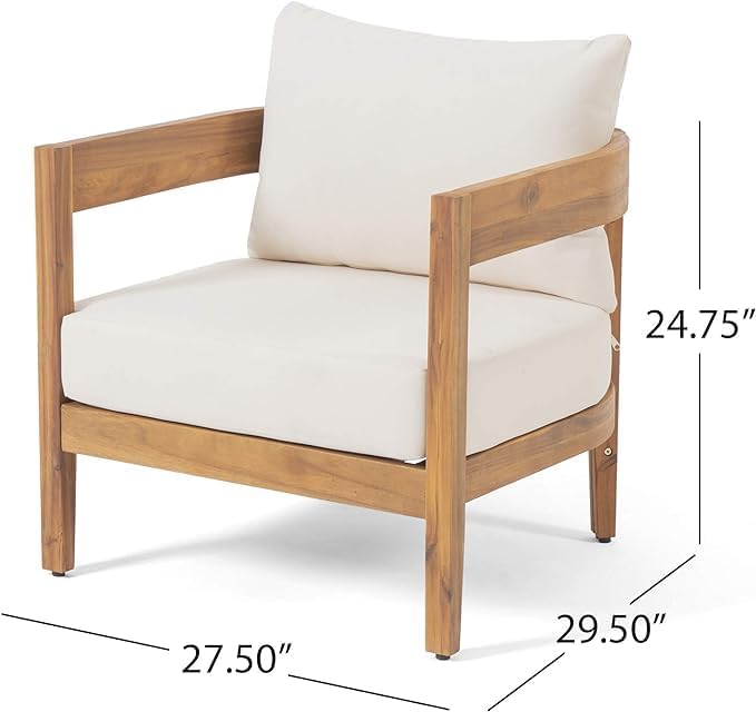 Merax Set of 2 Outdoor Acacia Wood Frame 2pcs Chairs with Cushions for Patio,...
