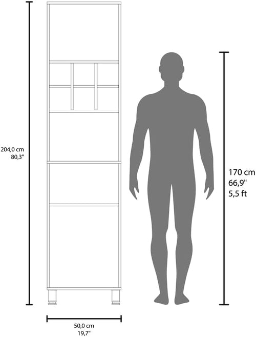19.7" D*19.6" W*19.7" H Corner Freestanding Kitchen Pantry with 2 Shelves, 6 Small Compartments, 2 Single Doors, Rectangular Storage Cabinet, Modern, for Living Room, Dining Room, White