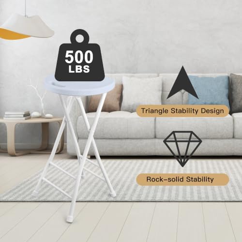 COOZMENT 24-Inch Folding Stool with Handle, Folding Bar Stool with Non-Slip F...