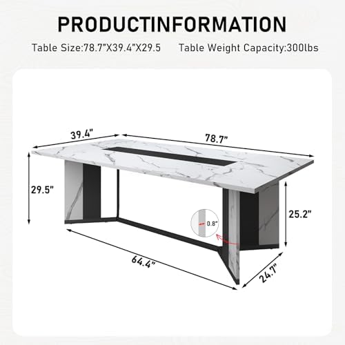 Hlivelood 78Inch Large Dining Table for 6 8 People,Wooden Rectangular Kitchen...