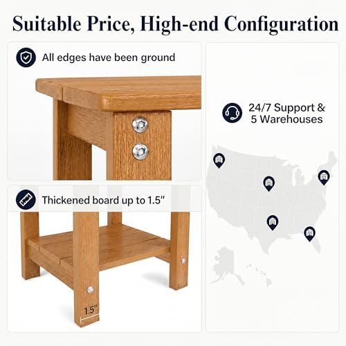 MXIMU Outdoor Side Table Set of 2, Adirondack Table, 2-Tier, Teak