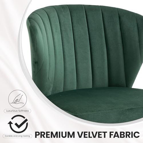 Velvet Dining Chairs Set of 2, Modern Upholstered Vanity Chairs with Golden M...