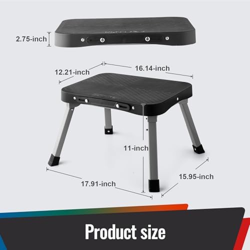 11" Folding Step Stool, Non-Slip 16x12 Large Platform, No Assembly