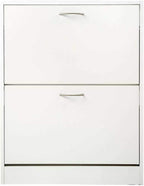 BAKAJI Slim Shoe Rack in Melamine Wood with 2 Folding Doors and Double Depth Dimensions 60 x 24 x 83.5 cm (White)