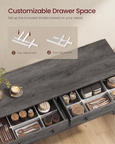 VASAGLE Farmhouse Buffet Cabinet, Coffee Bar with 2 Drawers