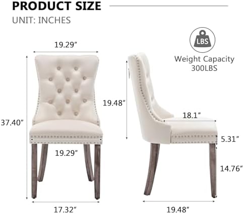 Hixkol Velvet Dining Chairs Set of 2,Upholstered Dining Chairs with Ring Pull...