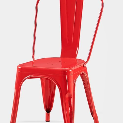AC Pacific 18 Inch Seat Height Industrial Metal Dining Chairs, Stackable Kitc...